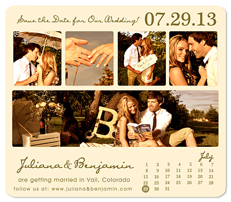 "5-Photo Calendar Collage" Save the Date Card
